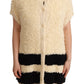 Beige Black Short Sleeve Button Cardigan Sweater
