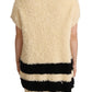 Beige Black Short Sleeve Button Cardigan Sweater