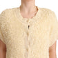 Beige Black Short Sleeve Button Cardigan Sweater