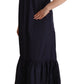 Navy Blue Sleeveless Round Neck Mermaid Long Dress