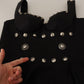 Silk Black Studded Sleeveless A-line Max Dress