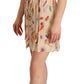 Beige Ascot Collar Short Sleeves Aline Mini Dress