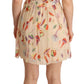 Beige Ascot Collar Short Sleeves Aline Mini Dress