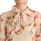 Beige Ascot Collar Short Sleeves Aline Mini Dress