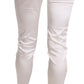 White Low Waist Cropped Skinny Trouser Pants