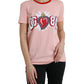 Pink Graphic Print Cotton Crew Neck T-shirt