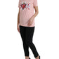 Pink Graphic Print Cotton Crew Neck T-shirt