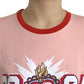 Pink Graphic Print Cotton Crew Neck T-shirt