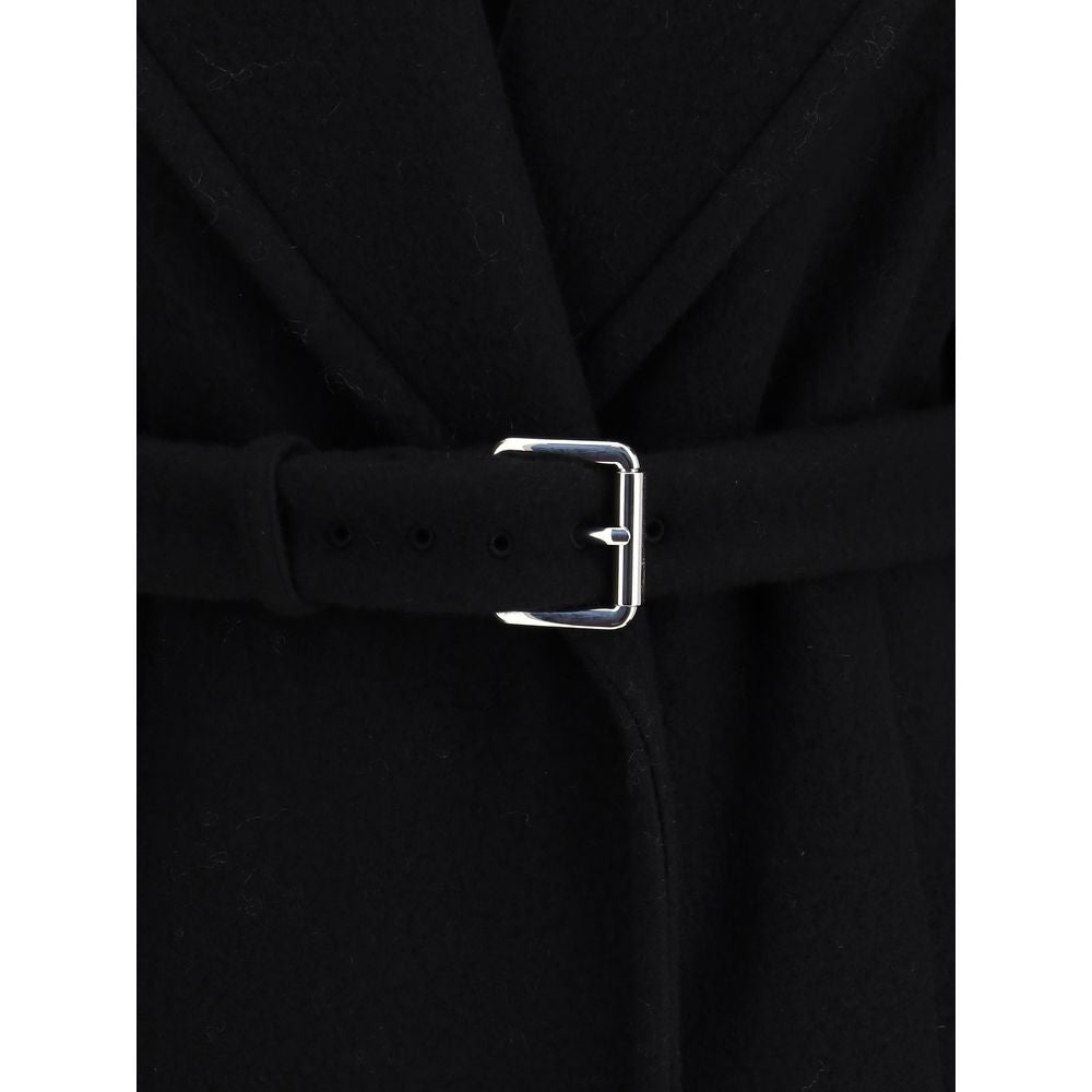 Black Fleece Wool Coat