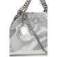 Silver Polyester Shoulder Bag