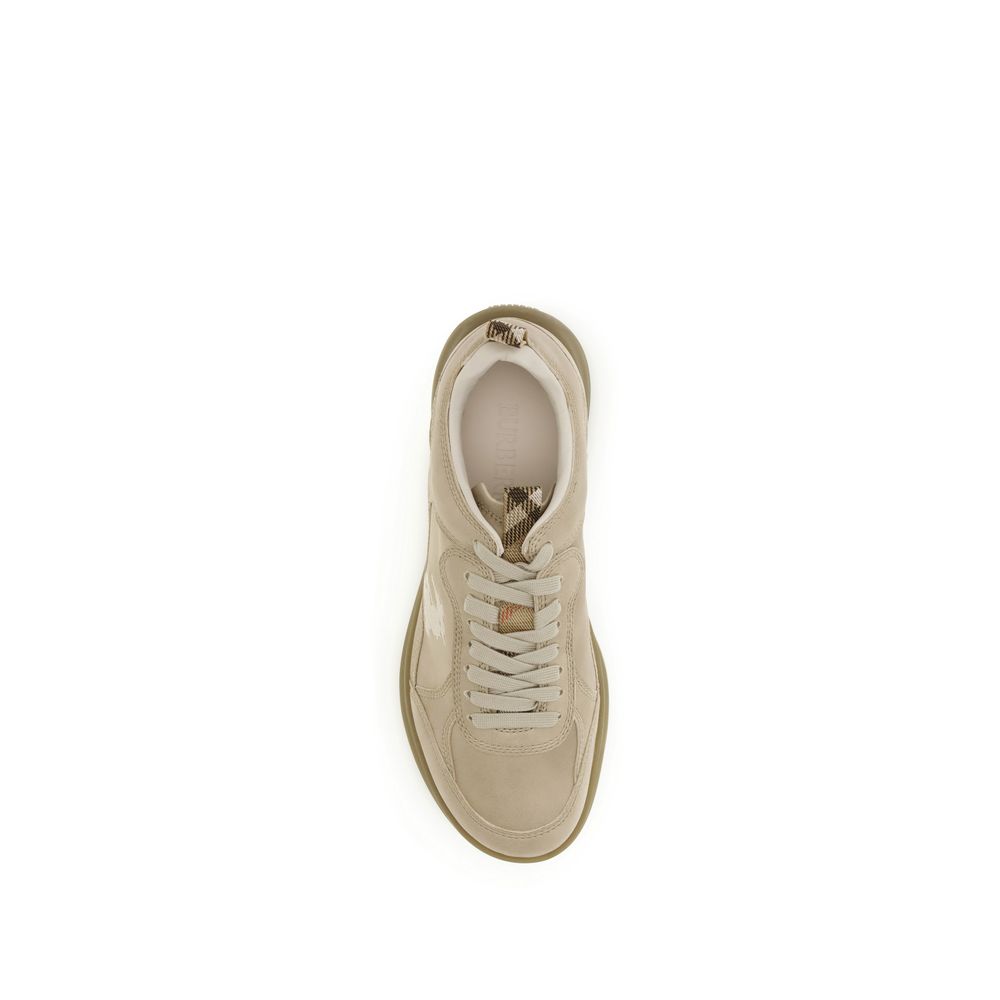 Beige Calf Leather Bos Taurus Athletic Sneakers
