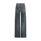 Blue Cotton Flared Jeans