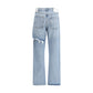 Light Blue Cotton Straight-Leg Jeans
