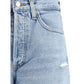 Light Blue Cotton Straight-Leg Jeans