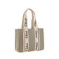 Beige Linen Shoulder Bag