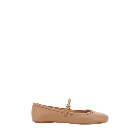 Beige Calf Leather Bos Taurus Ballet Flats