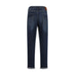 Blue Cotton Straight-Leg Jeans