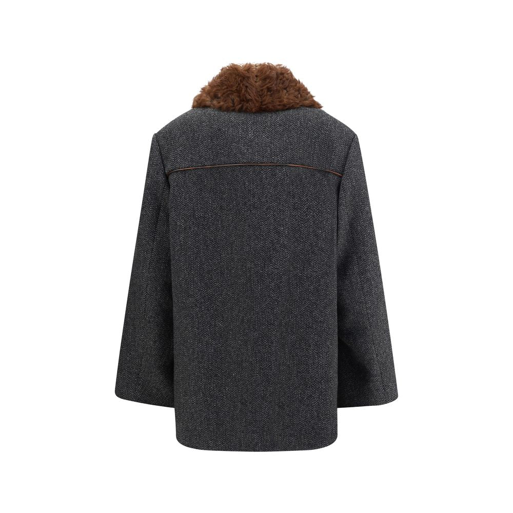 Gray Fleece Wool Coat