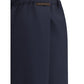 Blue Fleece Wool Casual Pants