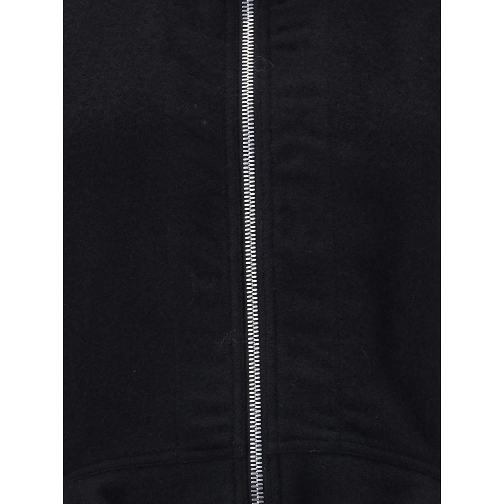 Black Fleece Wool Biker Jacket