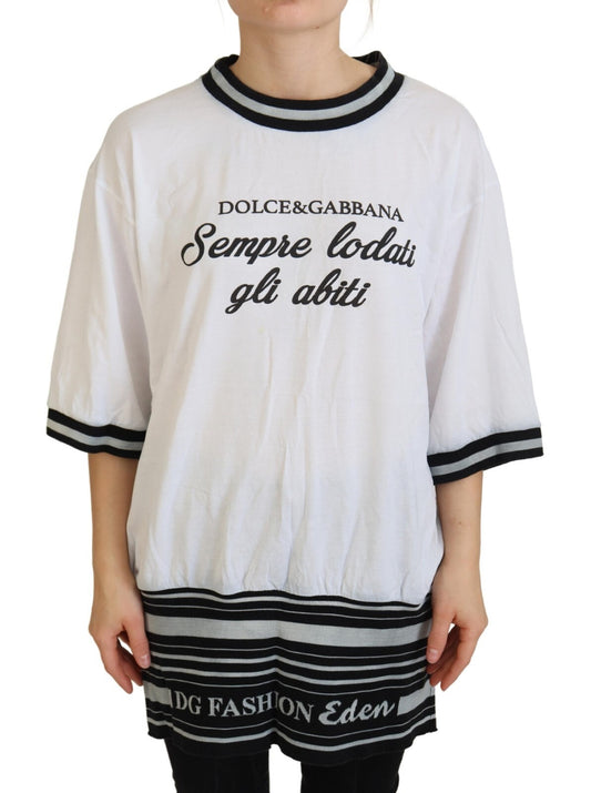 White Printed Short Sleeves Pullover Top