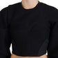 Black Cropped Zipper Back Sweatshirt Sweater