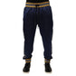 Blue Nylon Jogger Mid Waist Trouser Pants