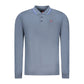 Blue Cotton Men Polo Shirt