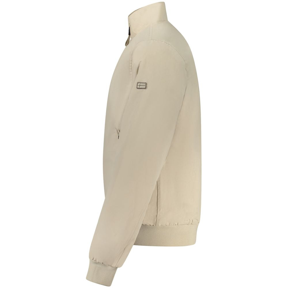 Beige Cotton Men Jacket
