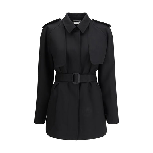 Black Fleece Wool Trench Coat