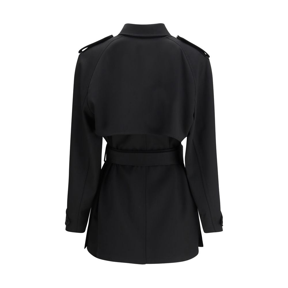 Black Fleece Wool Trench Coat