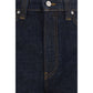 Blue Cotton Straight-Leg Jeans