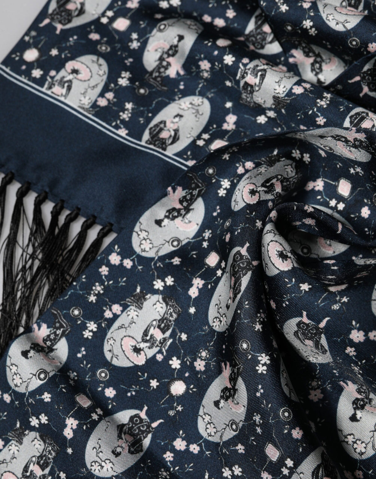 Navy Blue Silk Neck Wrap Shawl Men Scarf