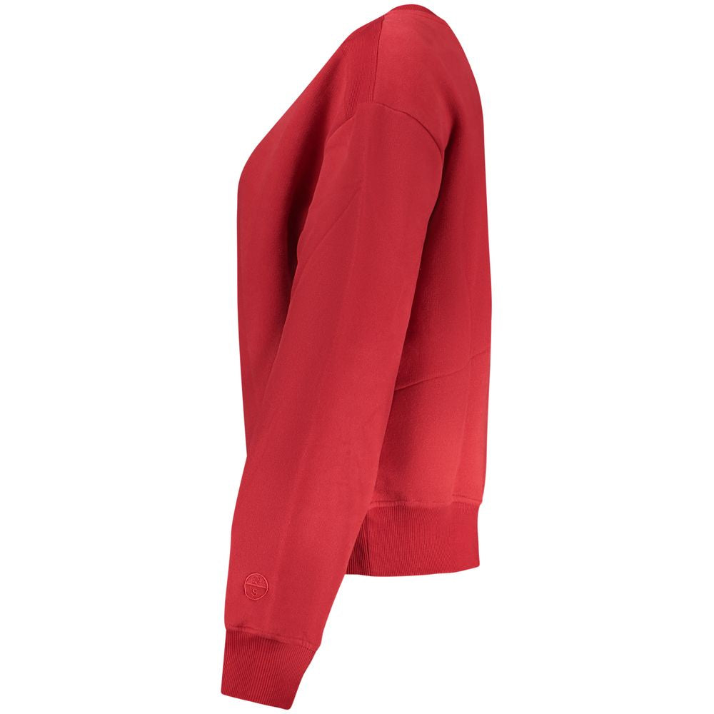 Red Cotton Women Sweatshirt