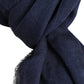 Blue Linen Neck Wrap Men Shawl Fringe Scarf