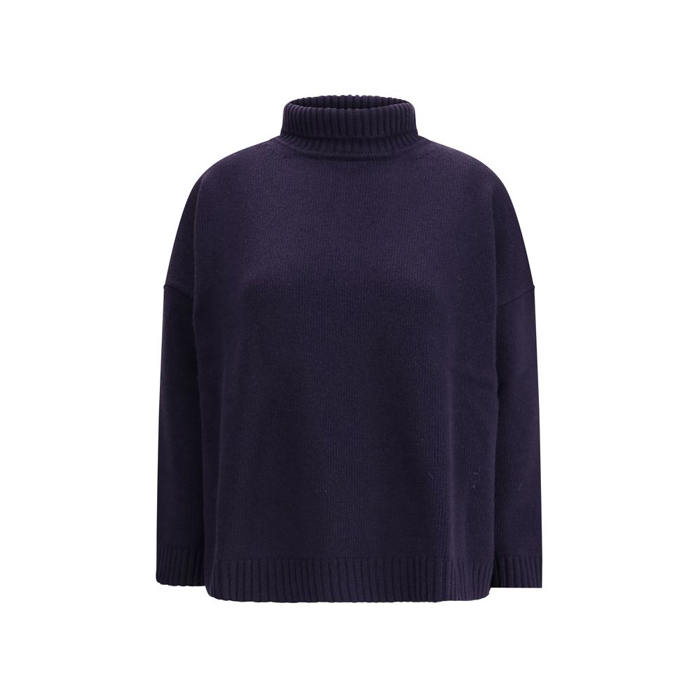 Blue Fleece Wool Turtleneck