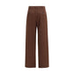 Brown Cotton Casual Pants