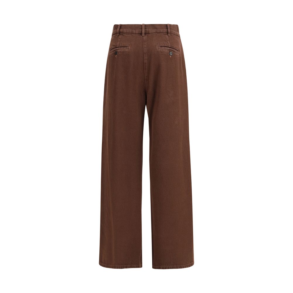 Brown Cotton Casual Pants