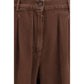 Brown Cotton Casual Pants