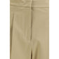 Beige Cotton Cropped Pants