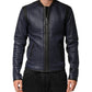 Blue Nylon Full Zip Bomber Men Jacket