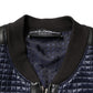 Blue Nylon Full Zip Bomber Men Jacket