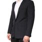 Black Stripes 1 Button Suit Jacket Blazer