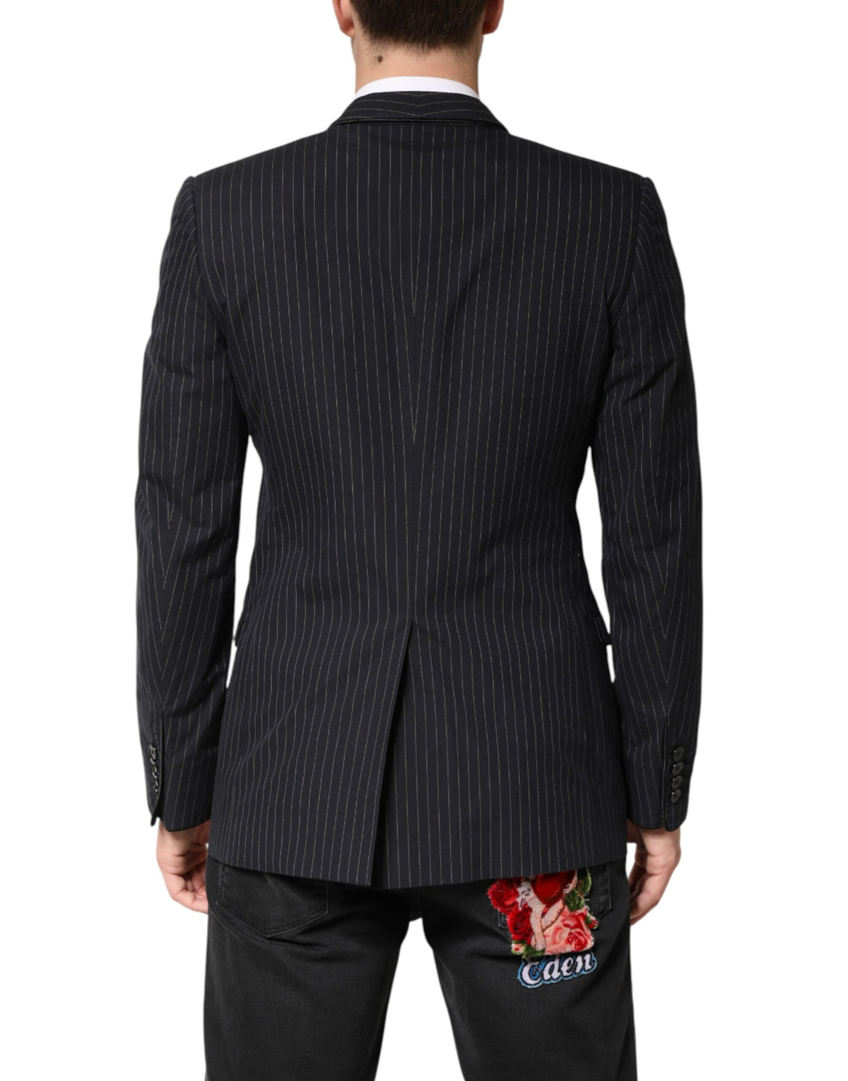 Dark Gray Stripes 1 Button Suit Jacket Blazer
