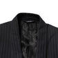 Black Stripes 1 Button Suit Jacket Blazer