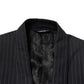 Dark Gray Stripes 1 Button Suit Jacket Blazer