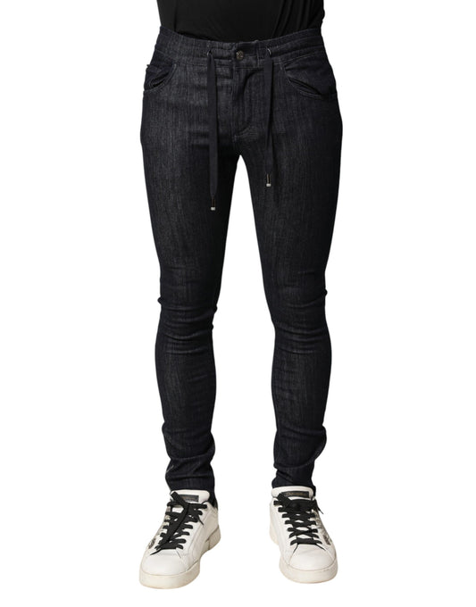 Black Cotton Stretch Skinny Denim Men Jeans