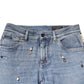 Blue Embellished Cotton Skinny Denim Jeans