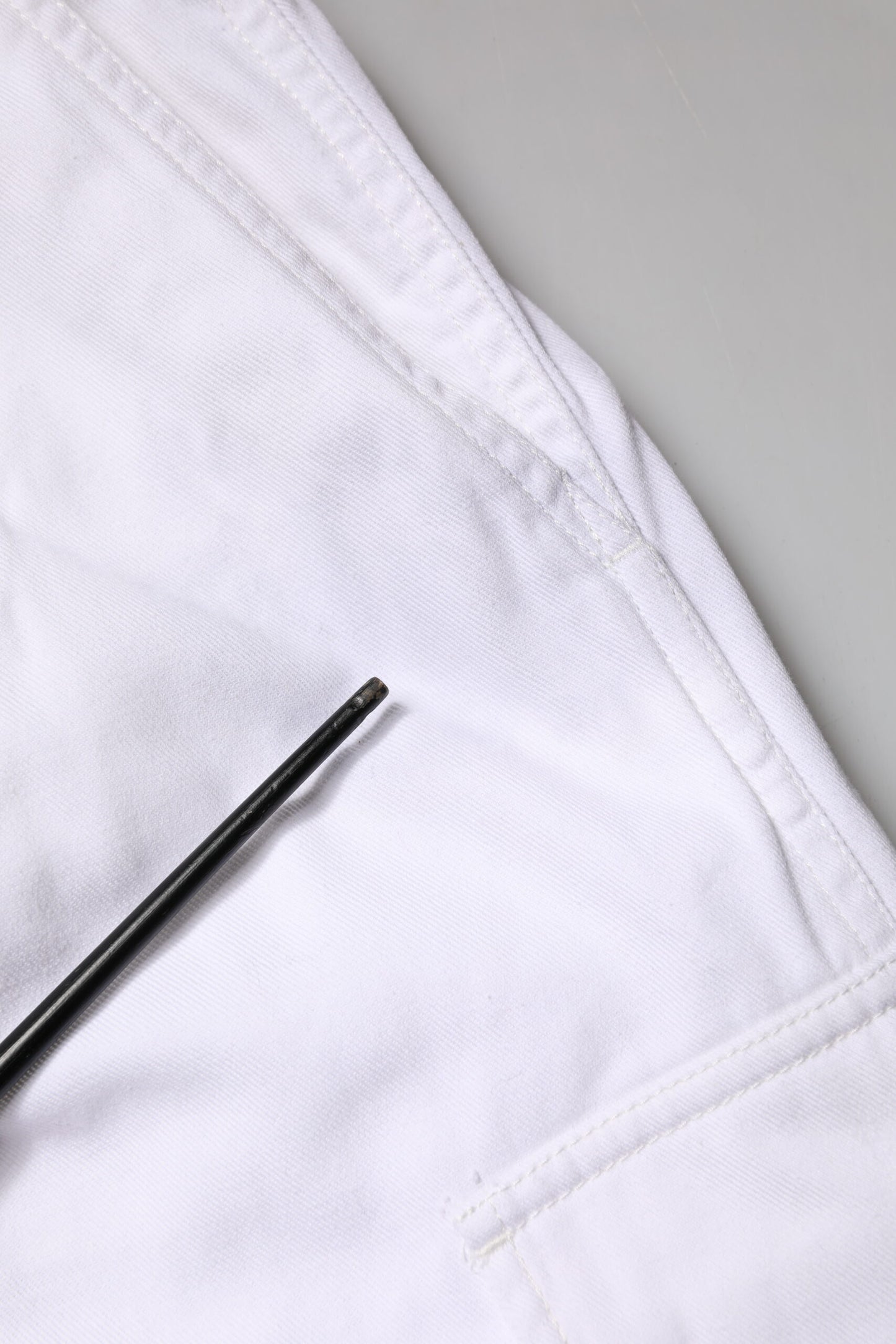 White Cotton Men Cargo Denim Trouser Jeans