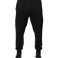 Black Cotton Mid Waist Jogger Trousers Pants
